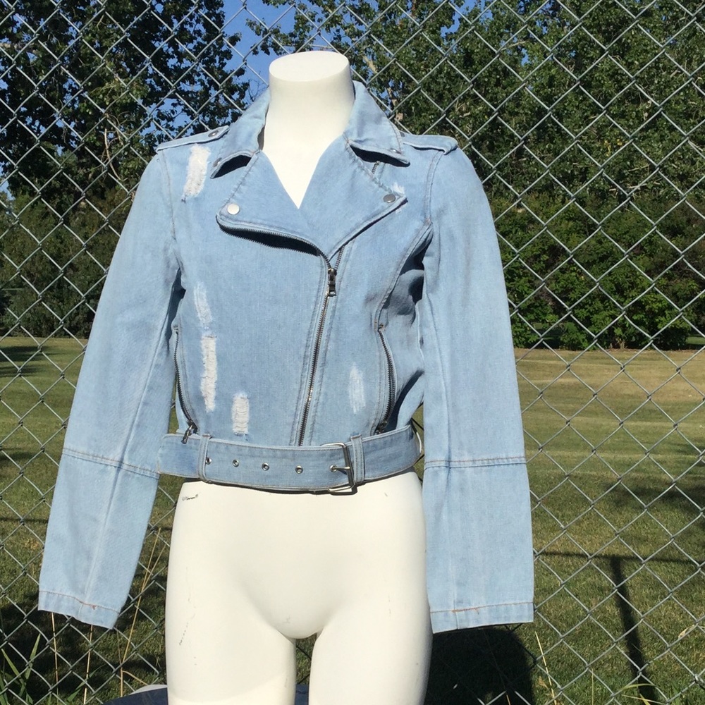 Ci Sono Moto Style Light Wash Jean Jacket